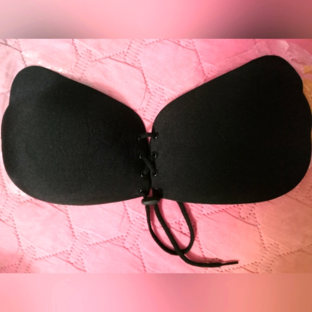 New Size C Strapless Stick On Push-Up Bra - Black